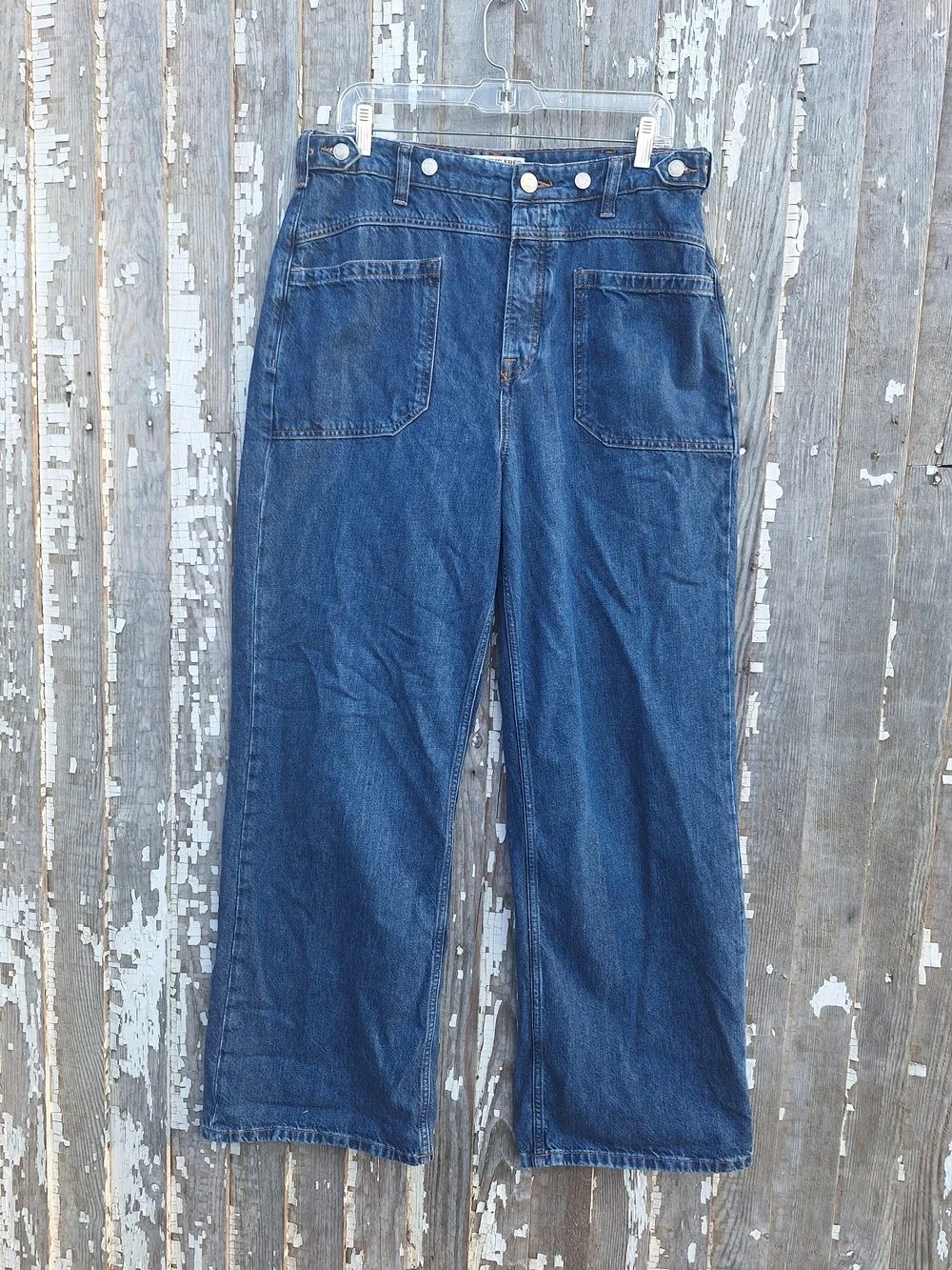 We The Free Relaxed Wide-Leg Jeans in Dark Blue Denim Size 30